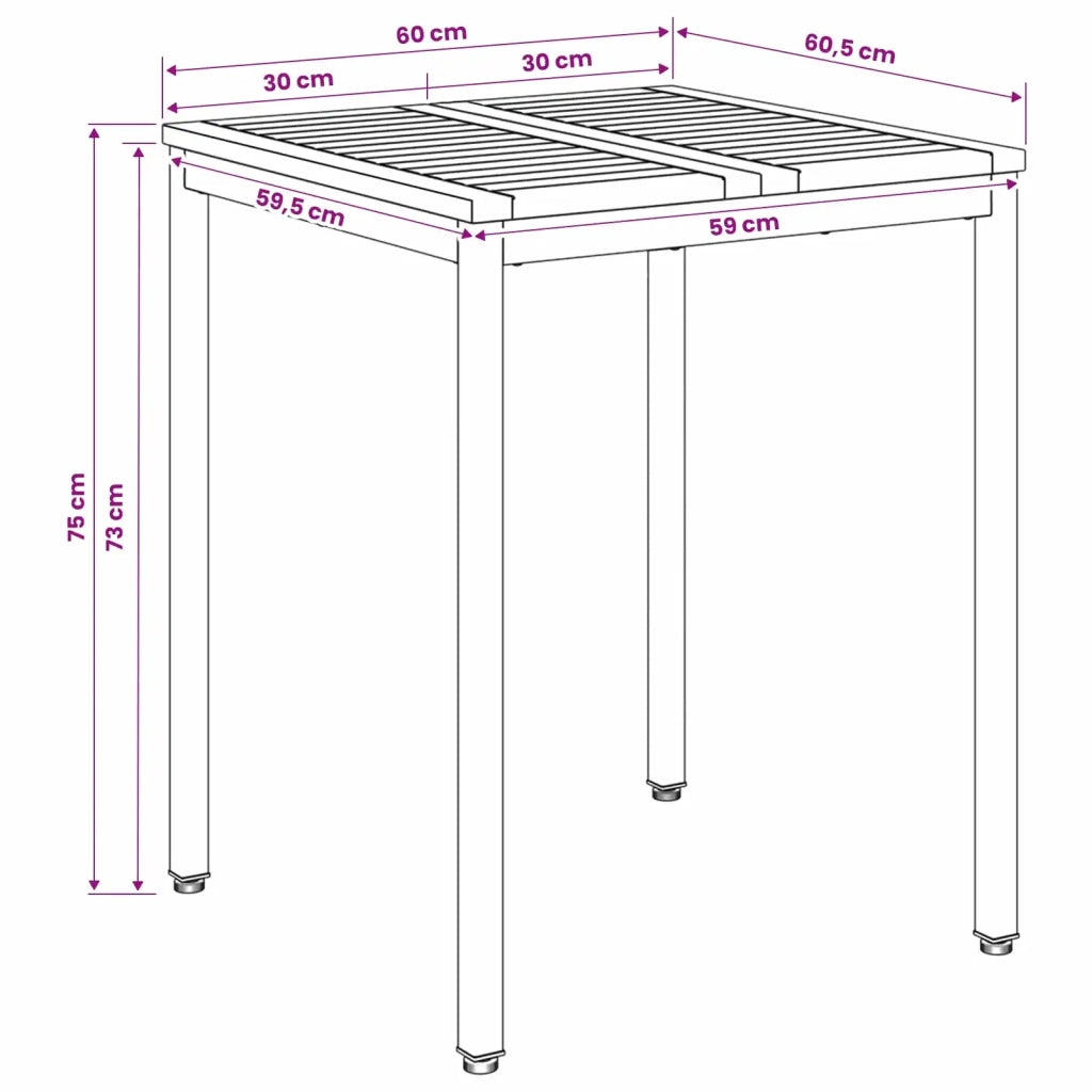 Tavolo da cena da giardino Bianco e Nero 60 x 60,5 x 75 cm 901754
