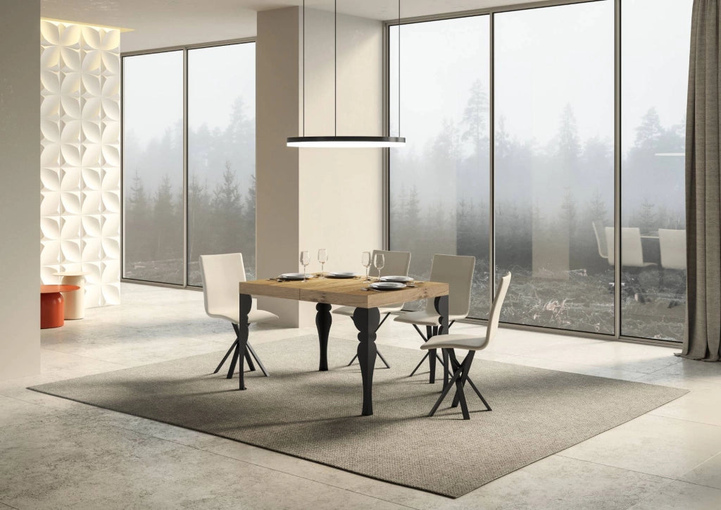Tavolo allungabile 90x140/400 cm Paxor quercia natura telaio Antracite