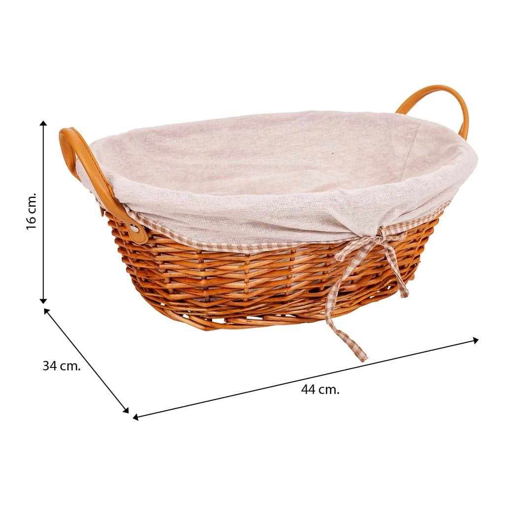 Set di 3 cestini in vimini foderati marroni