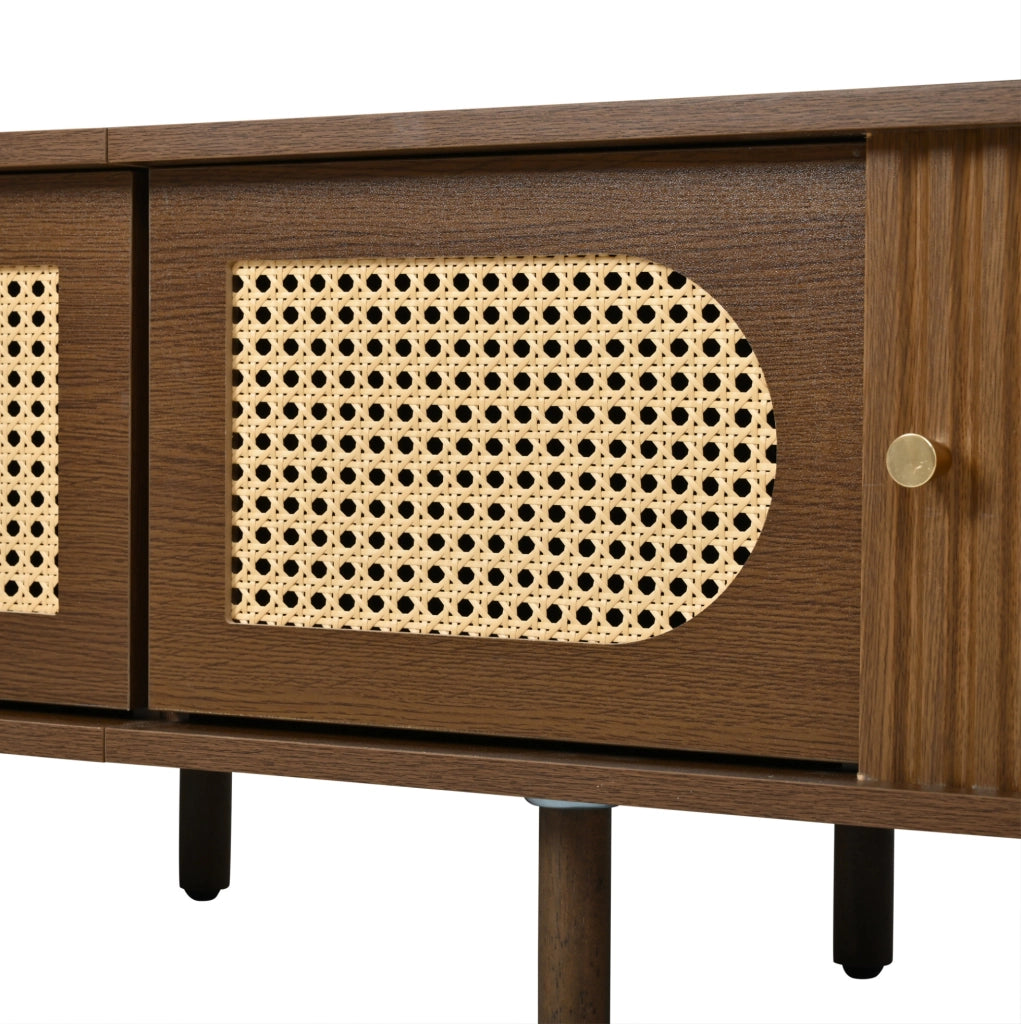 Mobile TV 180x40x40 cm con 2 ante e 2 serrande in MDF rovere scuro
