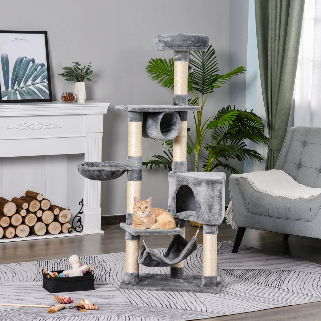 Tiragraffi per Gatti con Cuccia e Amaca ¨C Minimal ¨C Grigio
