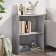 Libreria 2 Ripiani-Scaffale per Libri-Mobile di Stoccaggio Grigio Cemento 60x30x76,5 Legno Multistrato