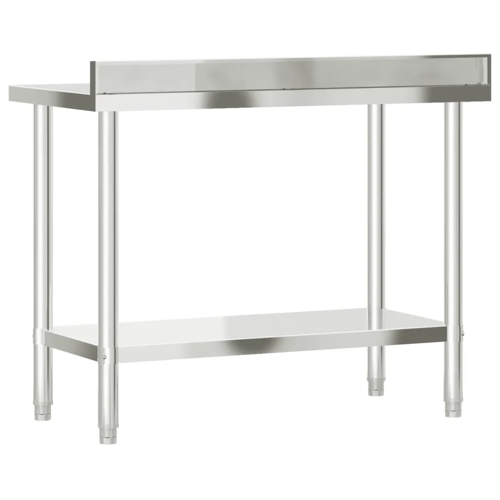 Tavolo Lavoro Cucina con Paraschizzi-Piano di Lavoro Cucina 110x55x93cm Acciaio Inox 670396