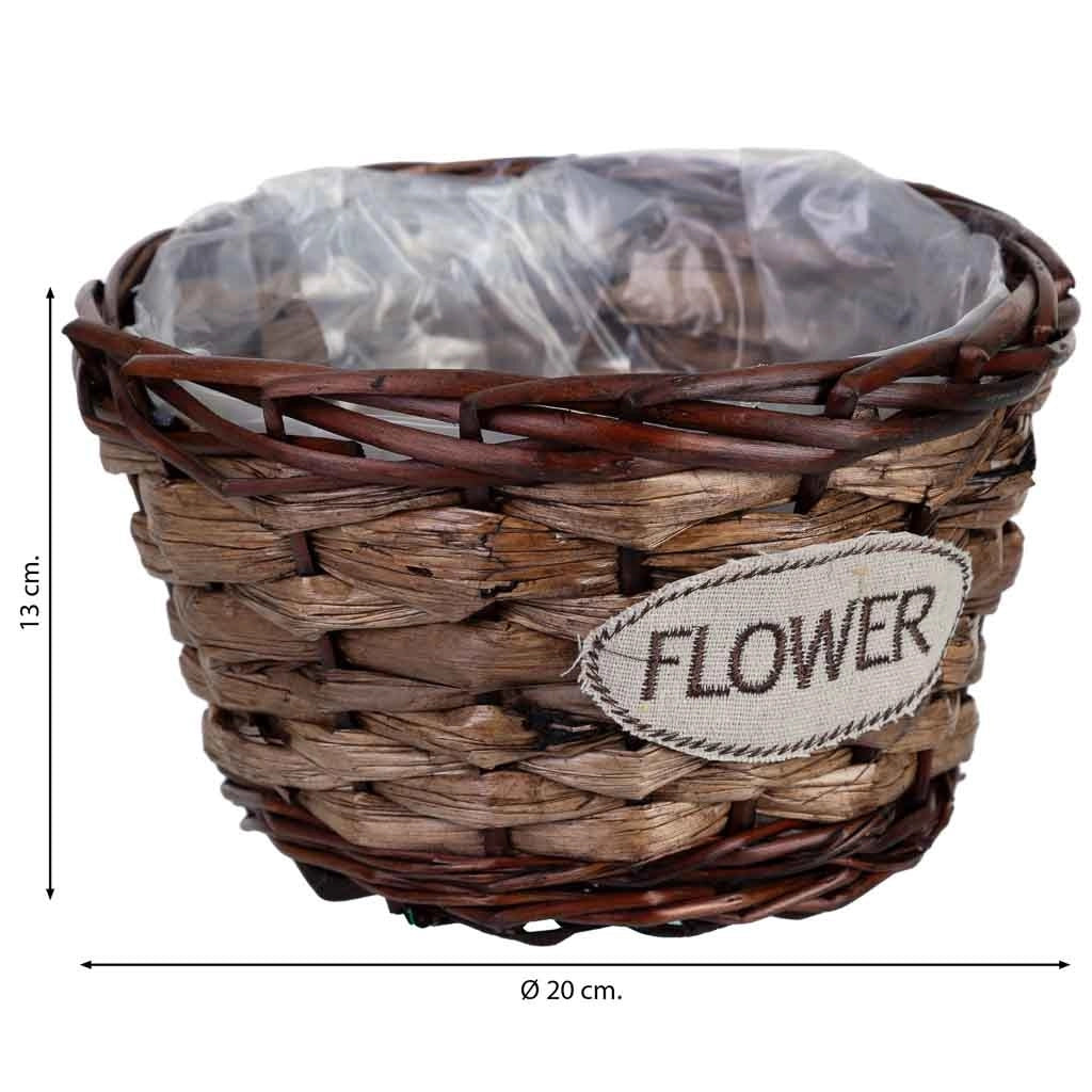 Vaso in vimini marrone 20x20x13h cm