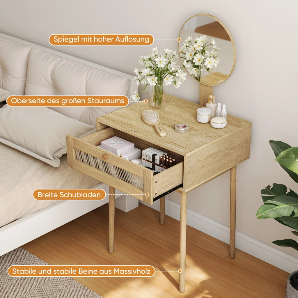 TOLETTA con specchio stile boho colore rovere