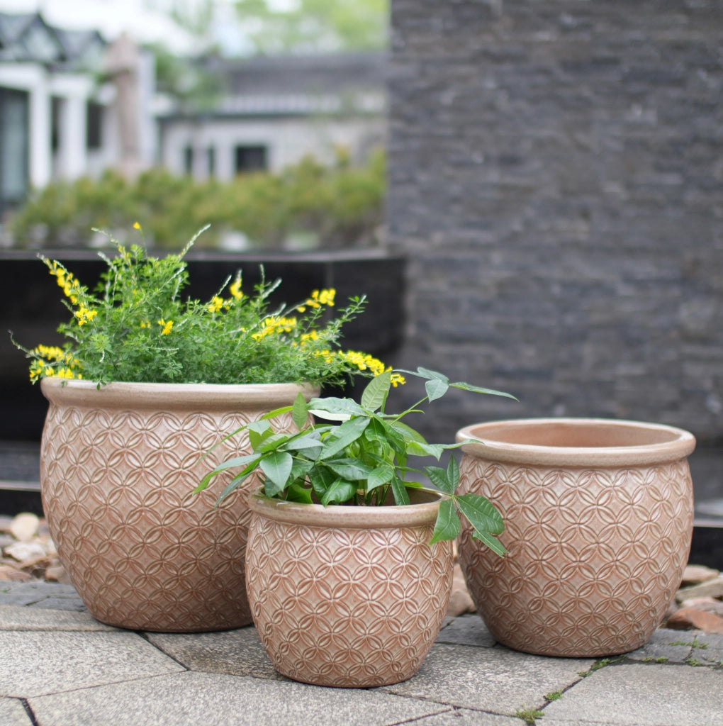 VASO Artigianale in Ceramica  23 cm Beige Lucido