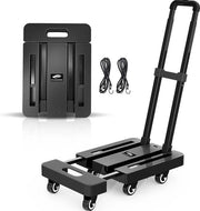 Carrello pieghevole, 227KGS carrello per uso intensivo con 6 ruote e 2 cinture elastiche per bagagli, viaggi, auto, shopping, traslochi e ufficio, nero