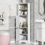 Armadio angolare da bagno bianco con ripiani aperti