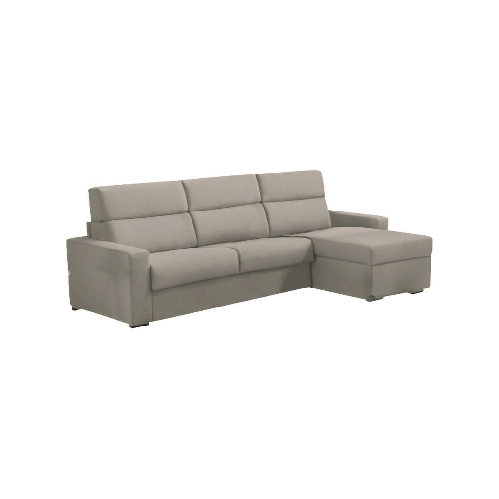 Pusiano, Divano Letto con Penisola Sfoderabile Made in Italy, 280x160 cm Grigio Tortora