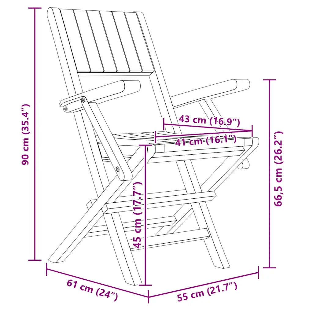 Sedie da Giardino Pieghevoli 4 pz | Sedie da Esterno 55x61x90cm Legno Massello Teak