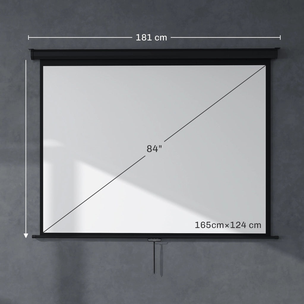 Telo per Proiettore 84" Formato 4:3 Angolo di 160° e Montaggio a Soffitto o Parete Nero