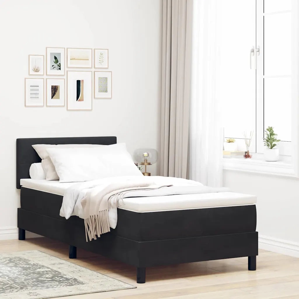 Letto a Sorgente LED con materasso Nero 100 x 200 cm Velluto