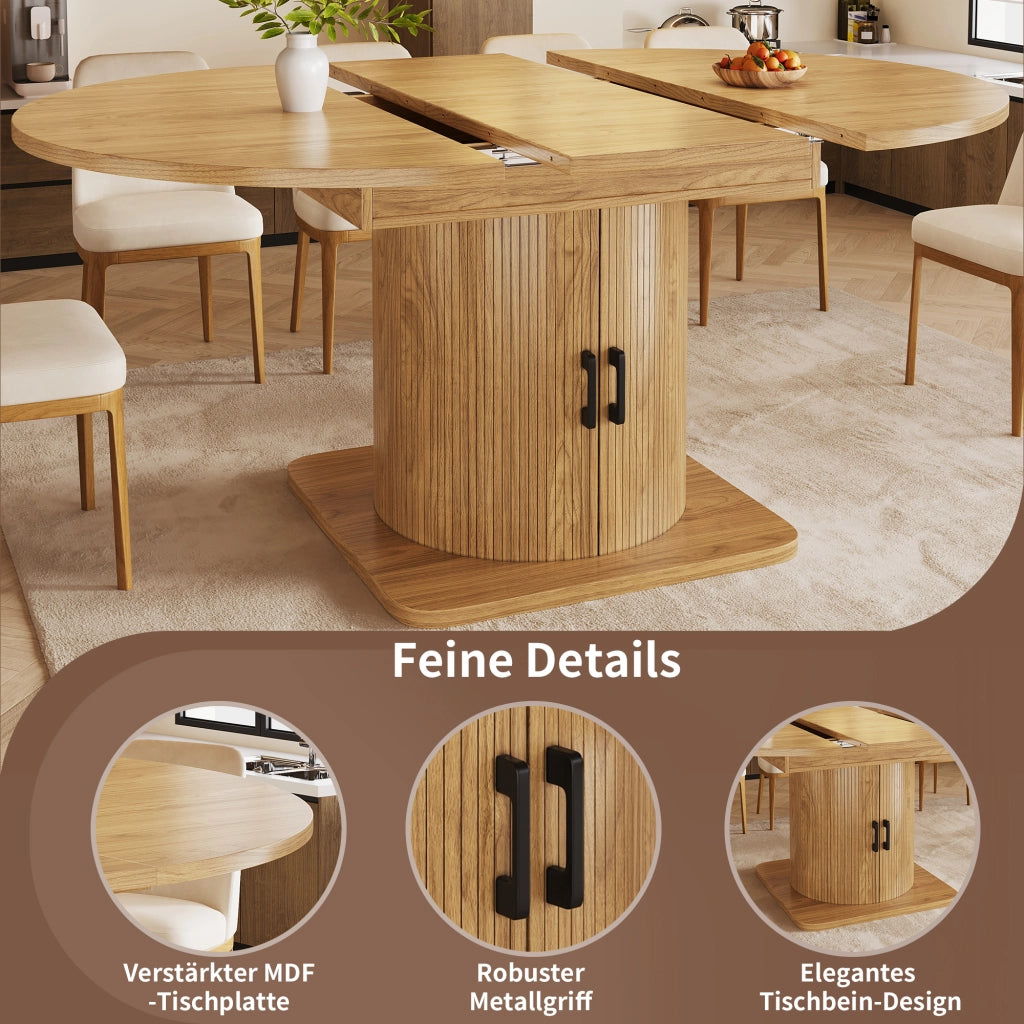 TAVOLO Allungabile con Contenitore 118-158x118x76 cm MDF e Metallo Naturale