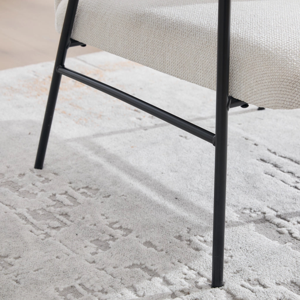 Poltrona in ciniglia beige con tavolino laterale e 2 tasche portaoggetti