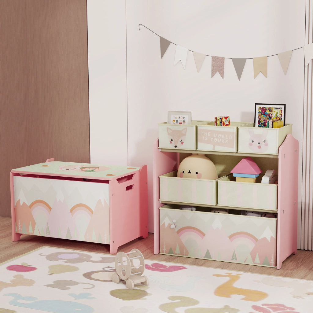 Libreria per bambini con 6 cesti estraibili ¨C zephmum ¨C rosa 63x30x66 cm