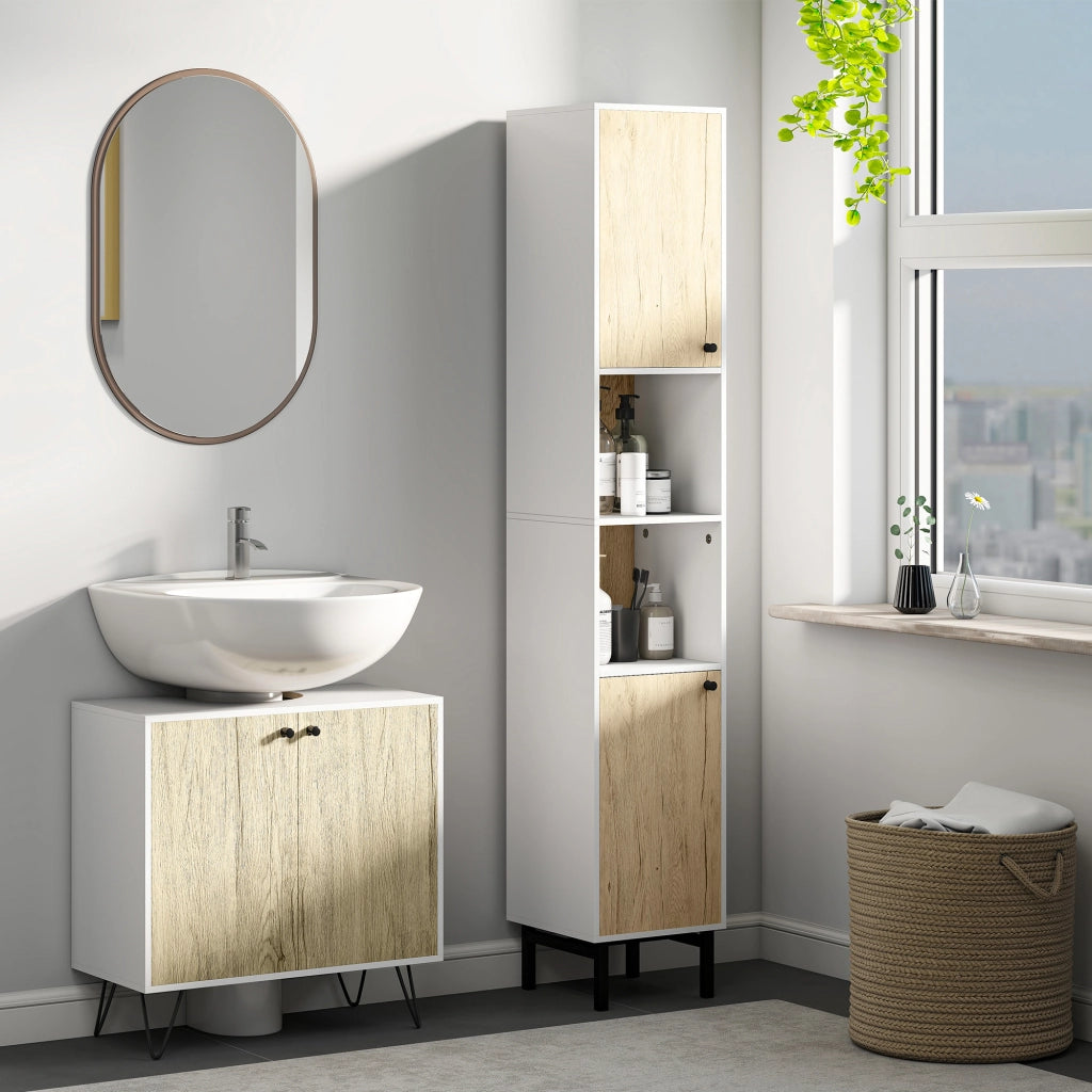 Mobile Bagno Sottolavabo con 2 Ante e Ripiano ¨C Minimal ¨C 60x30x60 cm Robe Bianco