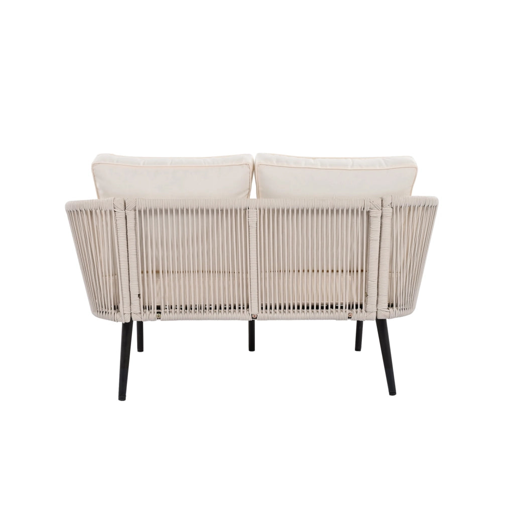 Lettino prendisole da giardino con 2 cuscini imbottiti beige HAVRYA