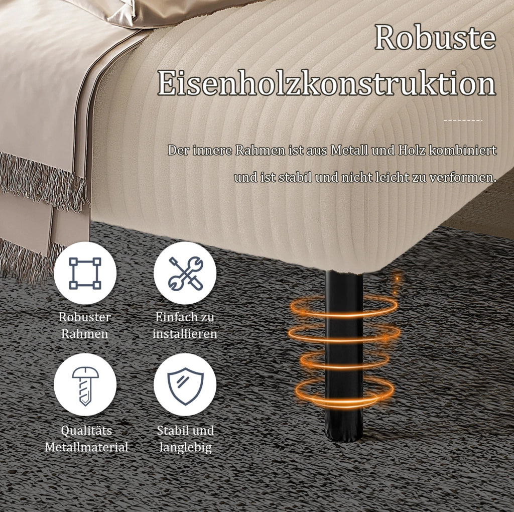 Poltrona singola beige in velluto a coste con tasca laterale