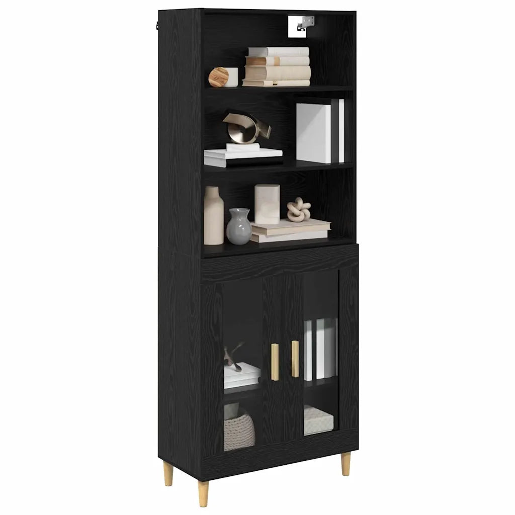 Credenza | Madia | Buffet da pranzo | Armadio da pranzo Rovere Nero 69,5 x 32,5 x 180 cm Legno multistrato