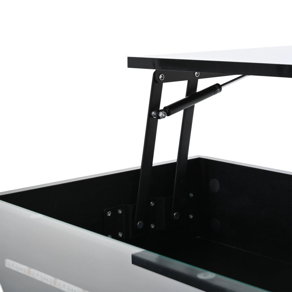 TAVOLINO da caffè 80x80x45 cm nero con LED e 2 cassetti