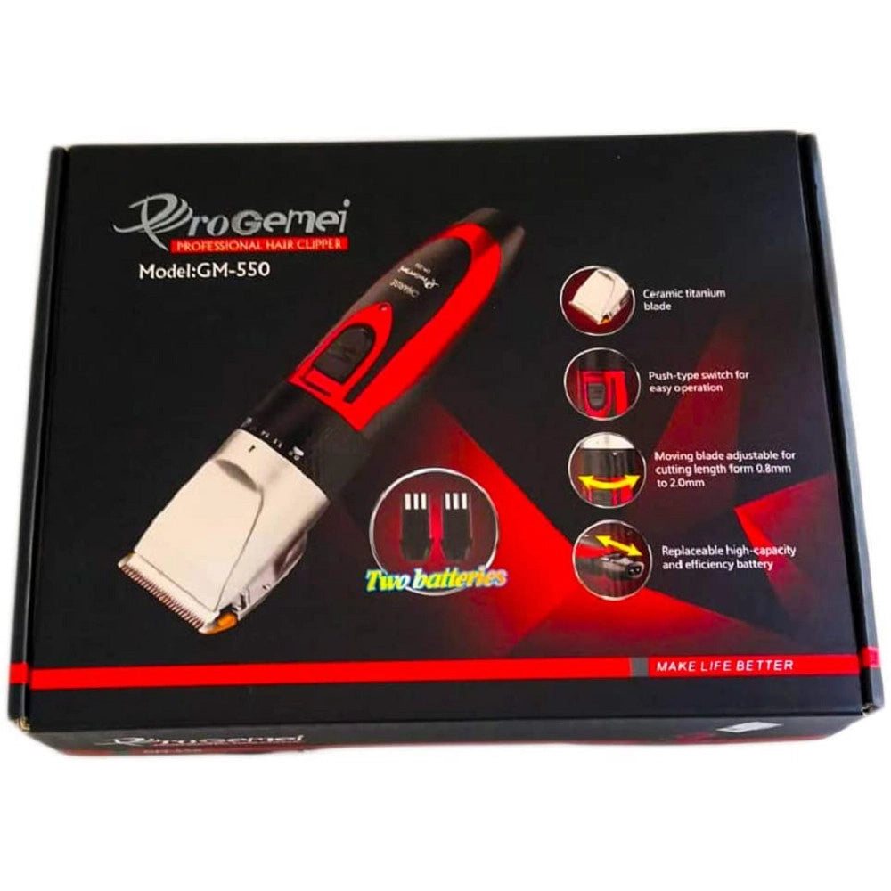 Trade Shop - Tagliacapelli Professionale Rasoio Elettrico Doppia Batteria Ricaricabile Gm-550 -
