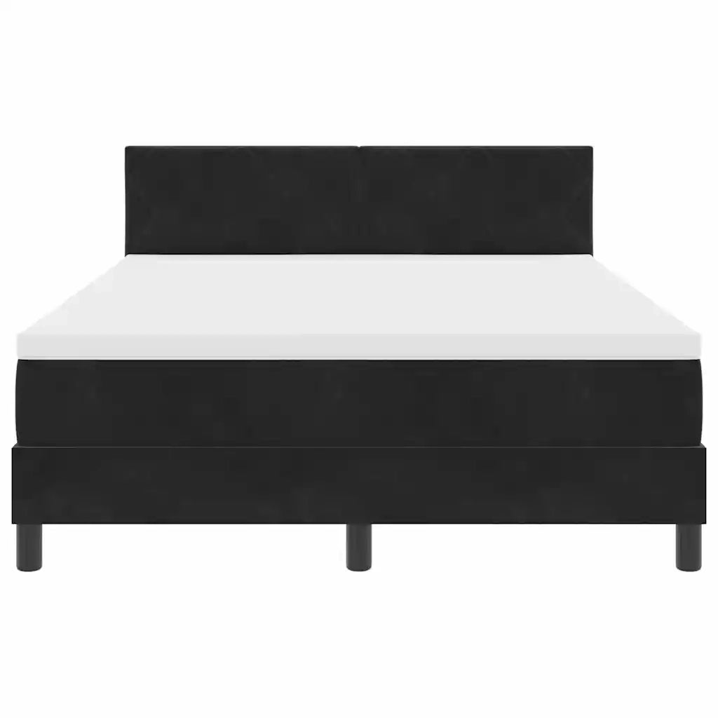 Letto a Sorgente LED con materasso Nero 140 x 190 cm Velluto