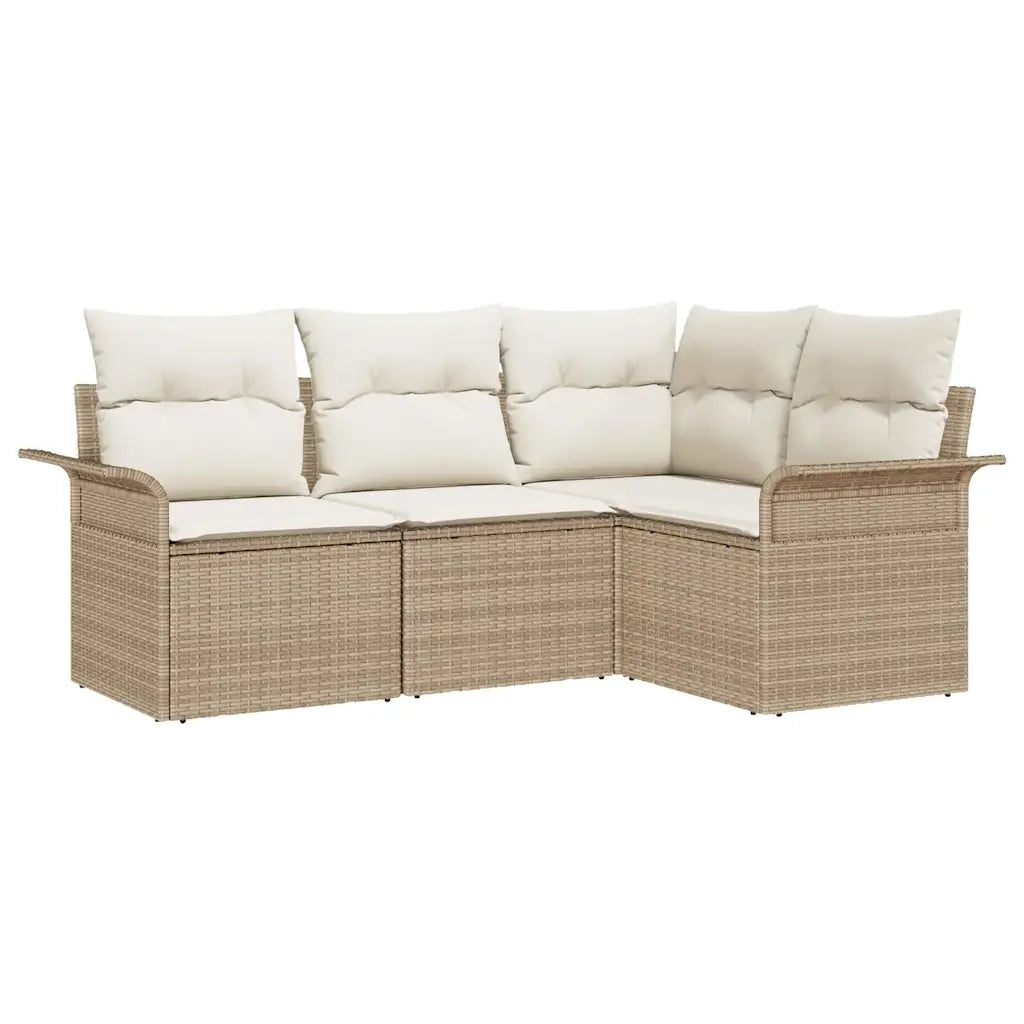 Set Divano da Giardino con cuscino 4 pcs Beige polyrattan 3345341