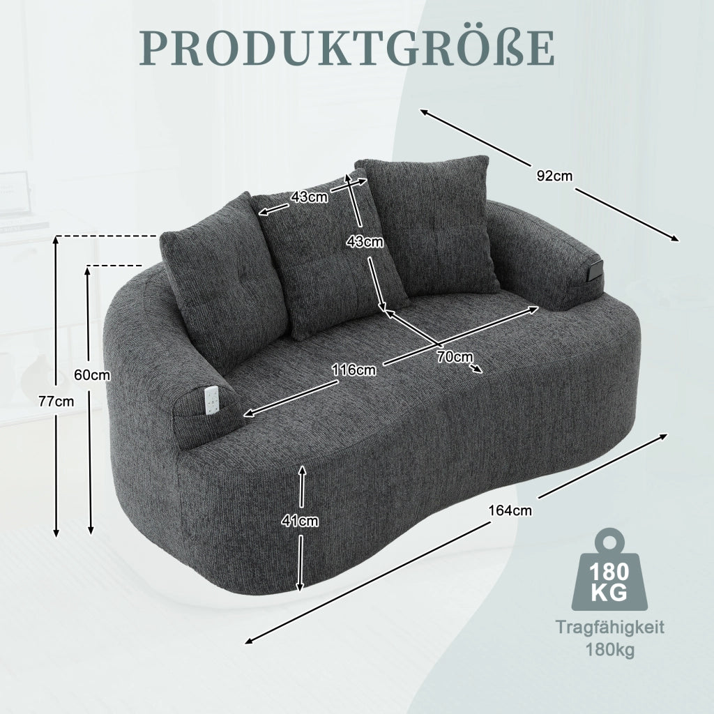 Divano 2 Posti Velluto con Cuscini ¨C MINIMAL ¨C Chenille, Design Compatto