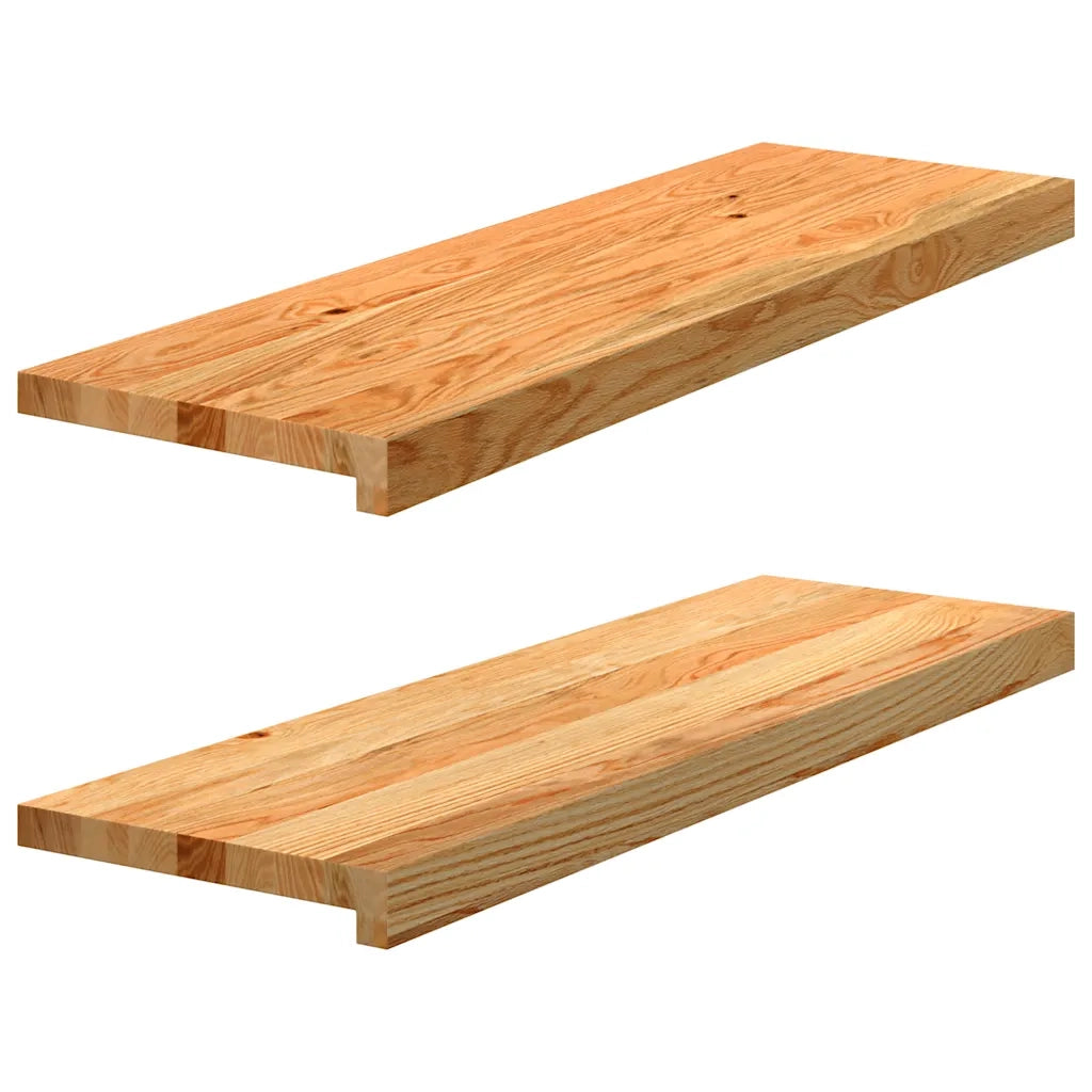 Gradini 2 pz | Tappetini per scale autoadesivi Marrone Chiaro 80x30x2 cm Legno Massello Rovere
