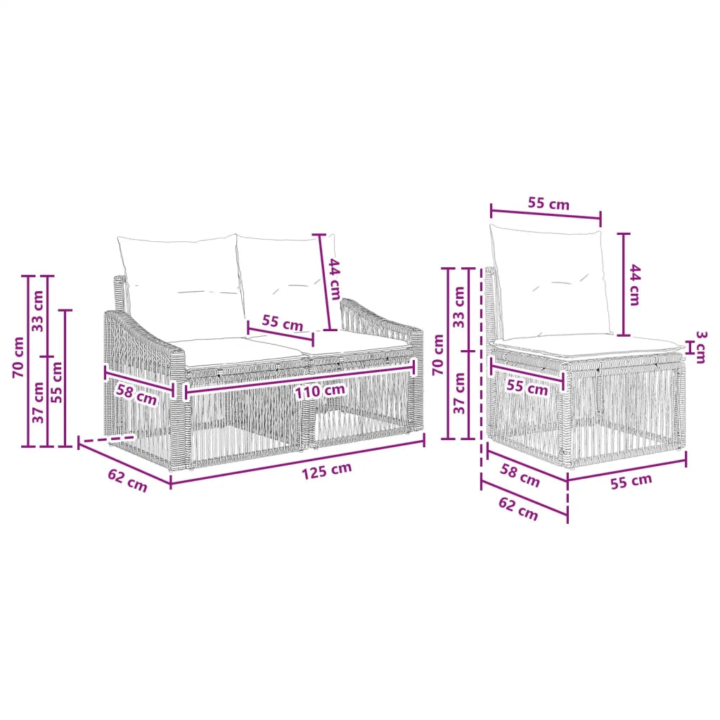 Set Divano da Giardino 5 pz Beige polyrattan 3435963
