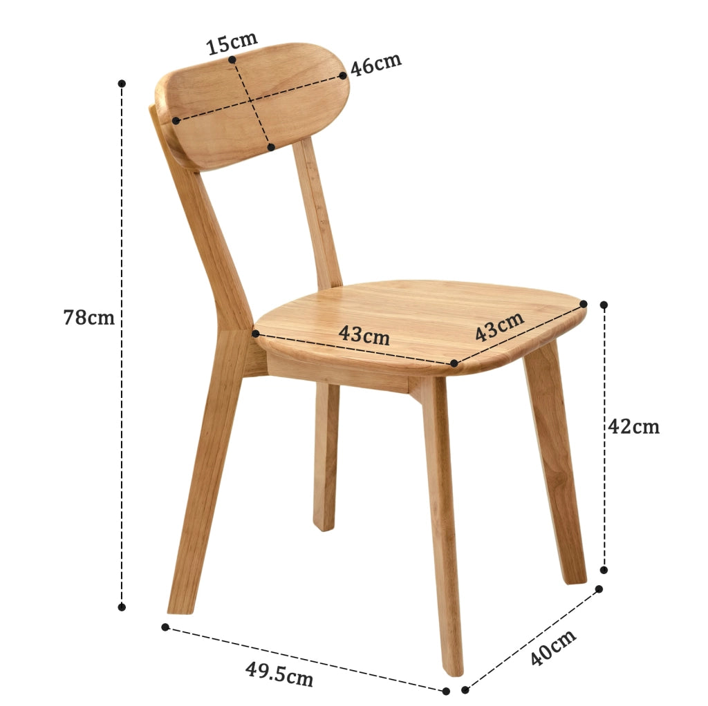 Set di 2 sedie da pranzo in legno massello, stile Mid-Century con schienale curvo e piedini regolabili, colore legno