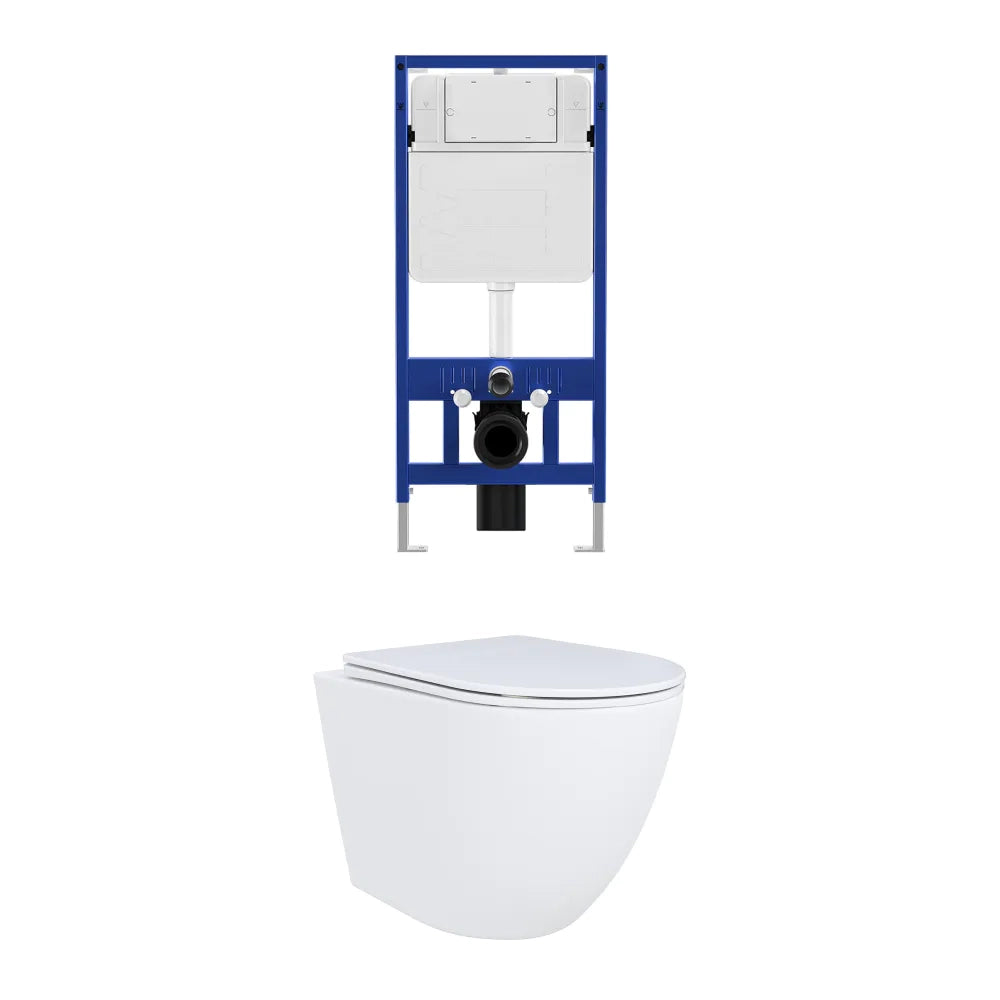 Kit WC sospeso e sistema di scarico da incasso mod. Europa Small  bianco opaco