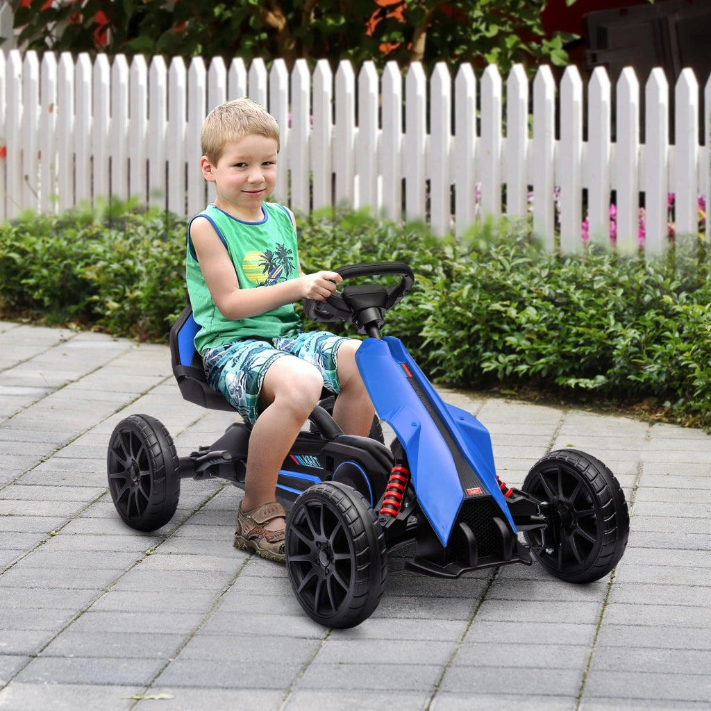 EasyComfort Go Kart a Pedali per Bambini 3-8 Anni con Sedile Regolabile e Ruote in EVA, 100x58x58.5 cm, Blu