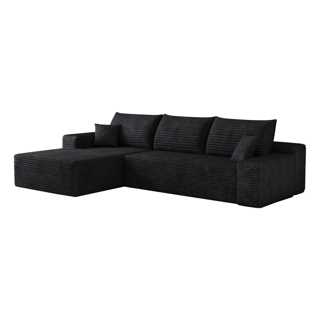 Divano 270x175x83 cm con imbottitura in schiuma ad alta elasticità in tessuto nero
