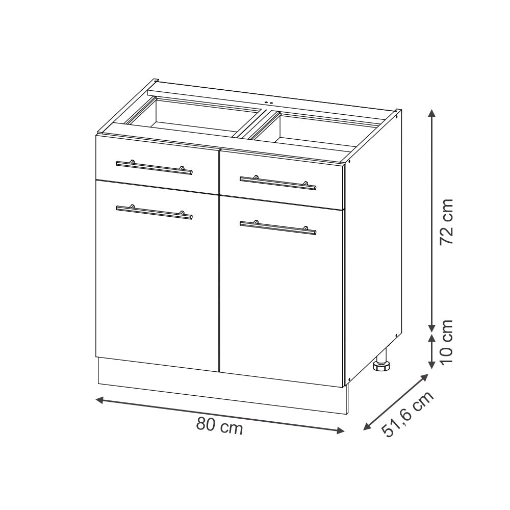 Mobiletto base per cucina Fame-Line GrigioBeige/Rovere dorato 80 cm, PL Marmo Vicco