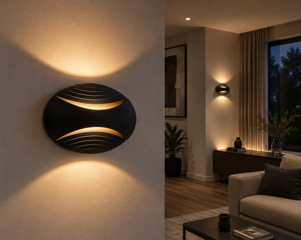 Applique LED 6W in alluminio nero, doppio fascio Up Down, 480 lm, CCT switch Luce calda fredda e naturale
