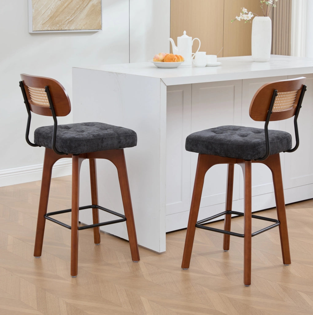 Set di 2 sgabelli da bar girevoli 44x51x96 cm in legno nero