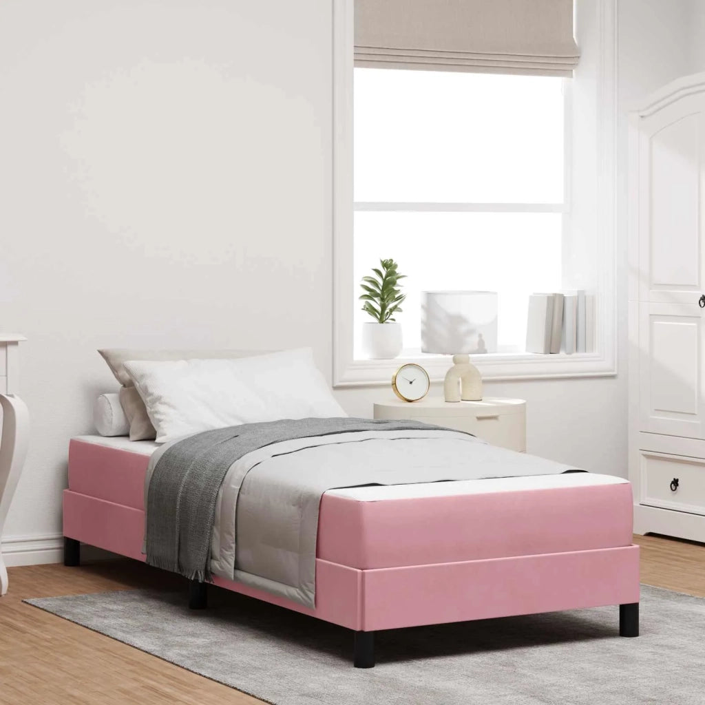Letto a molle con materasso Rosa 80 x 200 cm Tessuto 3398658