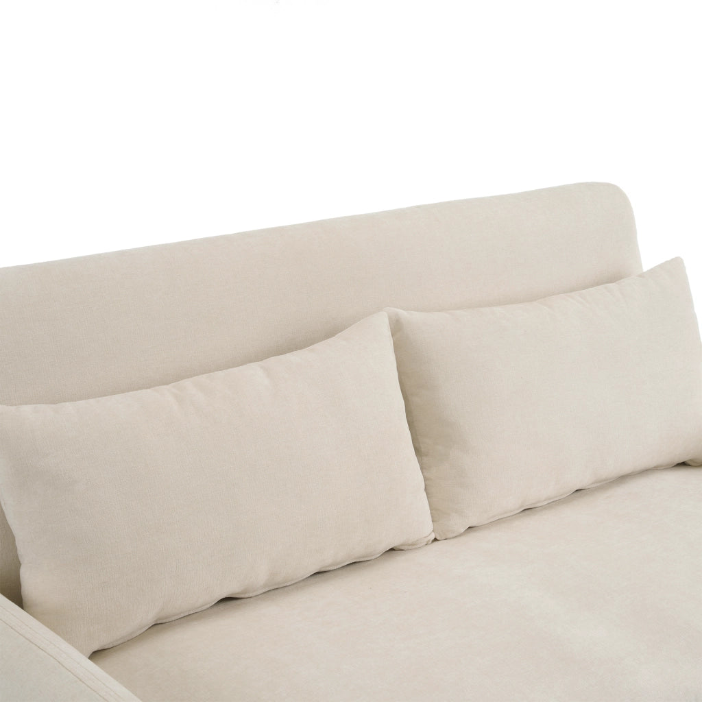 Divano letto estraibile 2 posti con schienale regolabile e USB in ciniglia beige