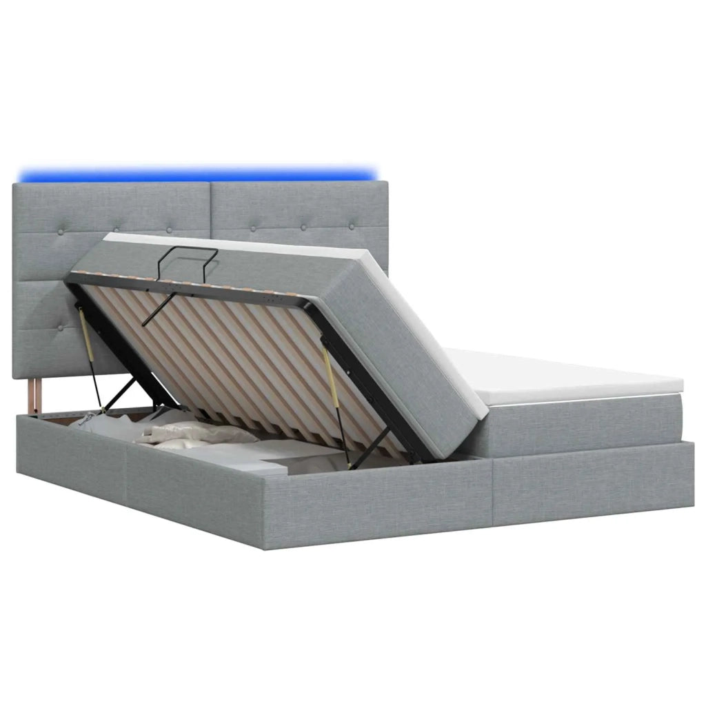 Letto con contenitore LED e materasso Grigio Chiaro 3460230