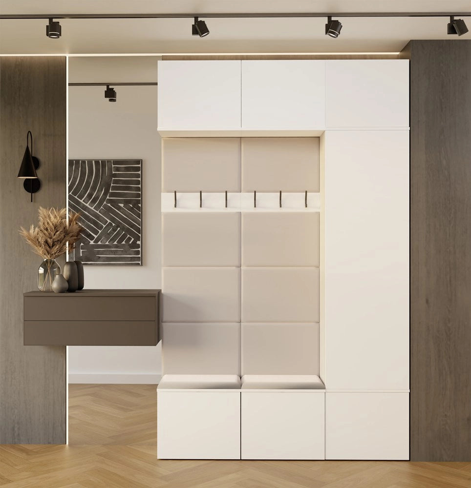 Guardaroba HAGA III 1sz2w bianco armadio + 2x appendiabiti per ingresso