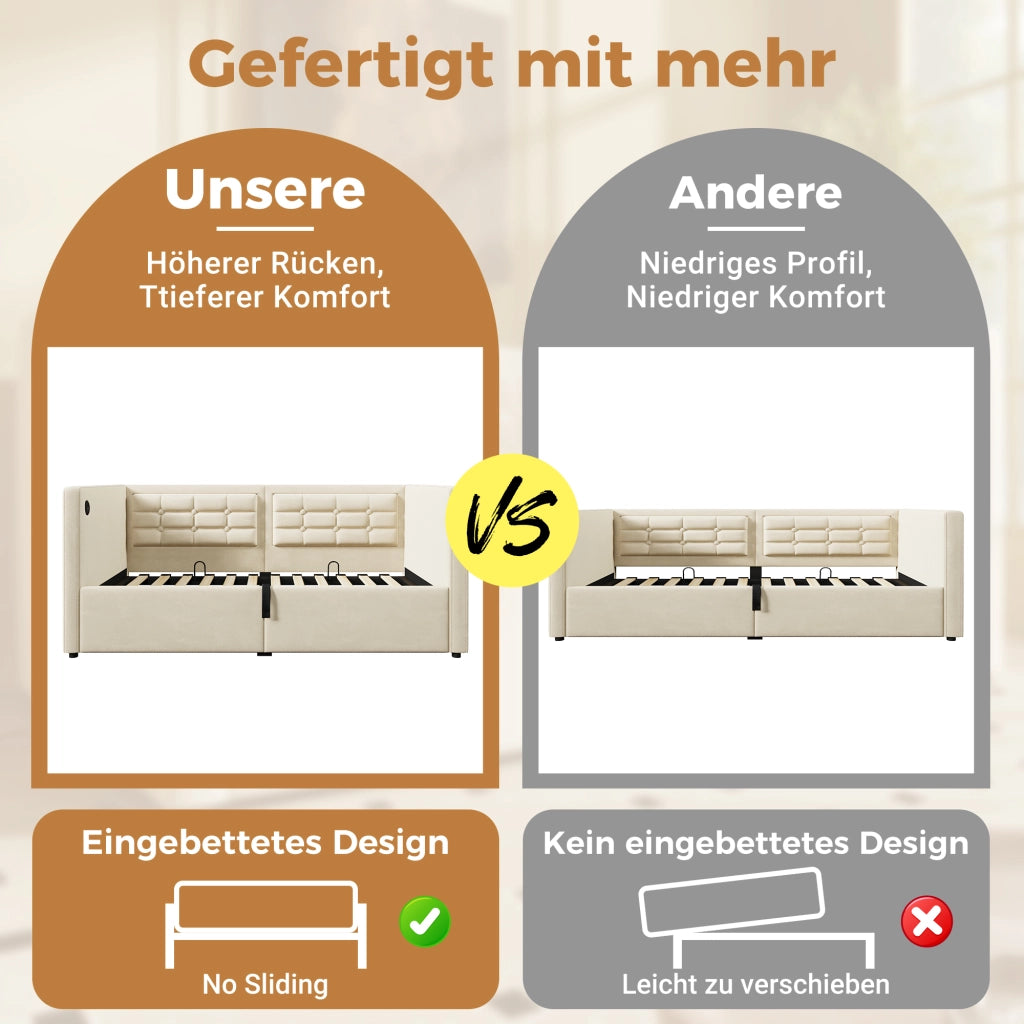 sofabett in velluto beige 106 x 216 cm