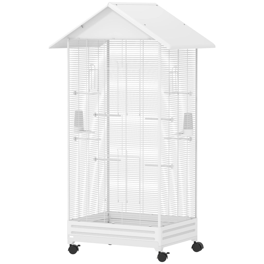 Gabbia per Uccelli con Ruote 79x65x155 ¨C Minimal ¨C Bianco