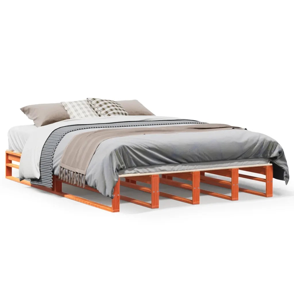 Letto matrimoniale | Letto per adulti | Letto senza Materasso Marrone Cera 120x200 cm in Legno di Pino
