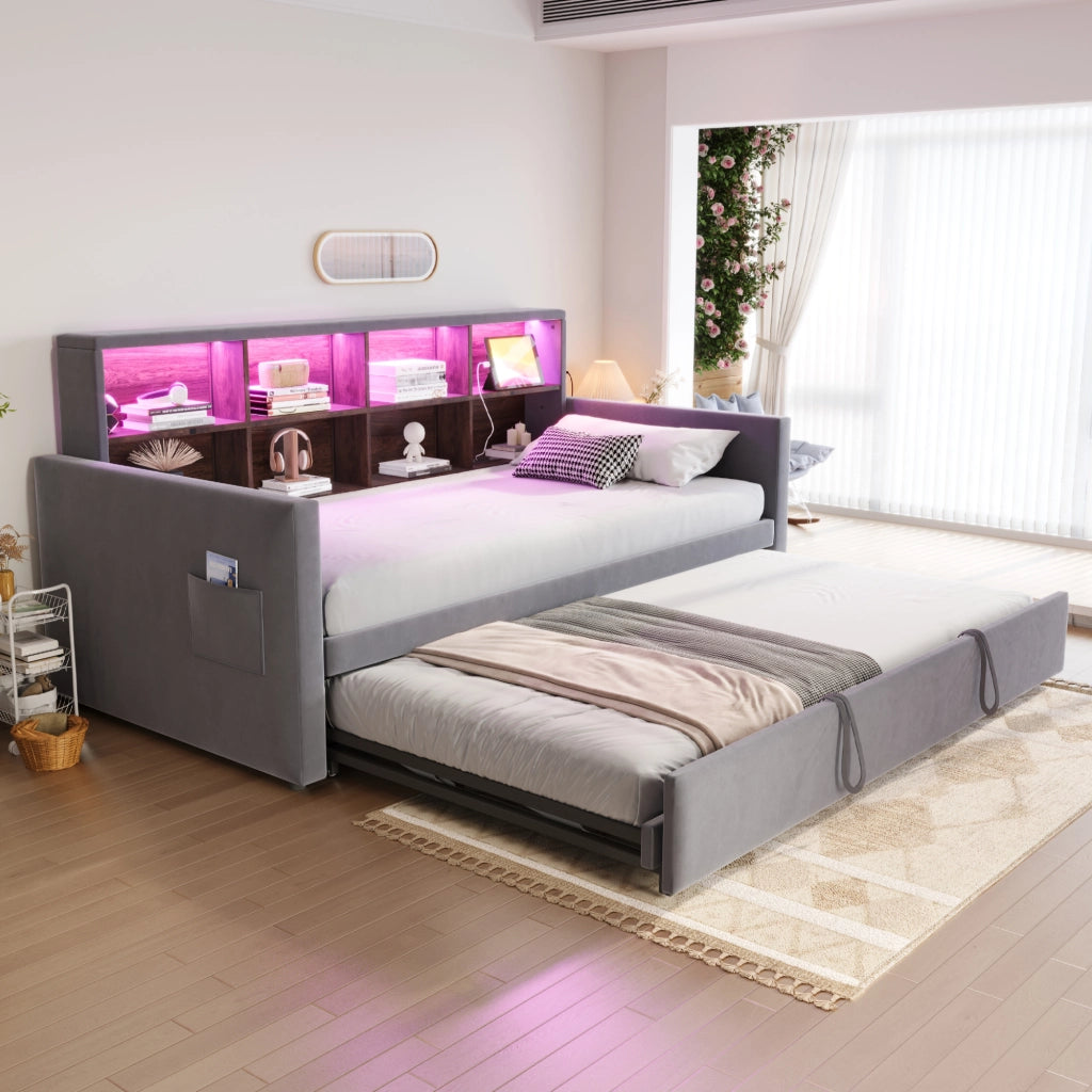 letto imbottito velluto grigio 90 x 190 cm