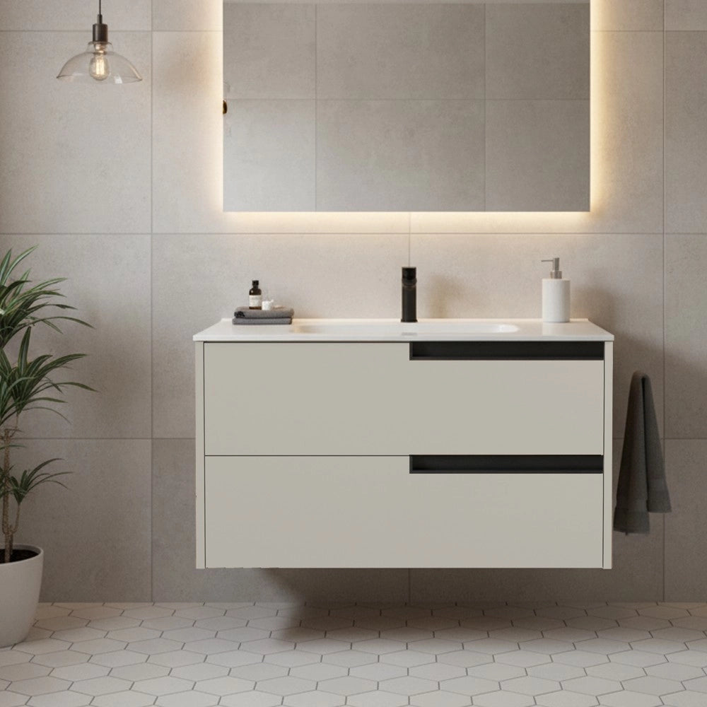 Mobile bagno sospeso Modular colore cashmere con cassetti 80x45x50H