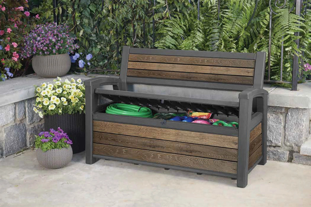 Panchina da Esterno Keter Deco Bench 60G 132,7x61,2x89 cm in DecoCoat Effetto Legno Noce