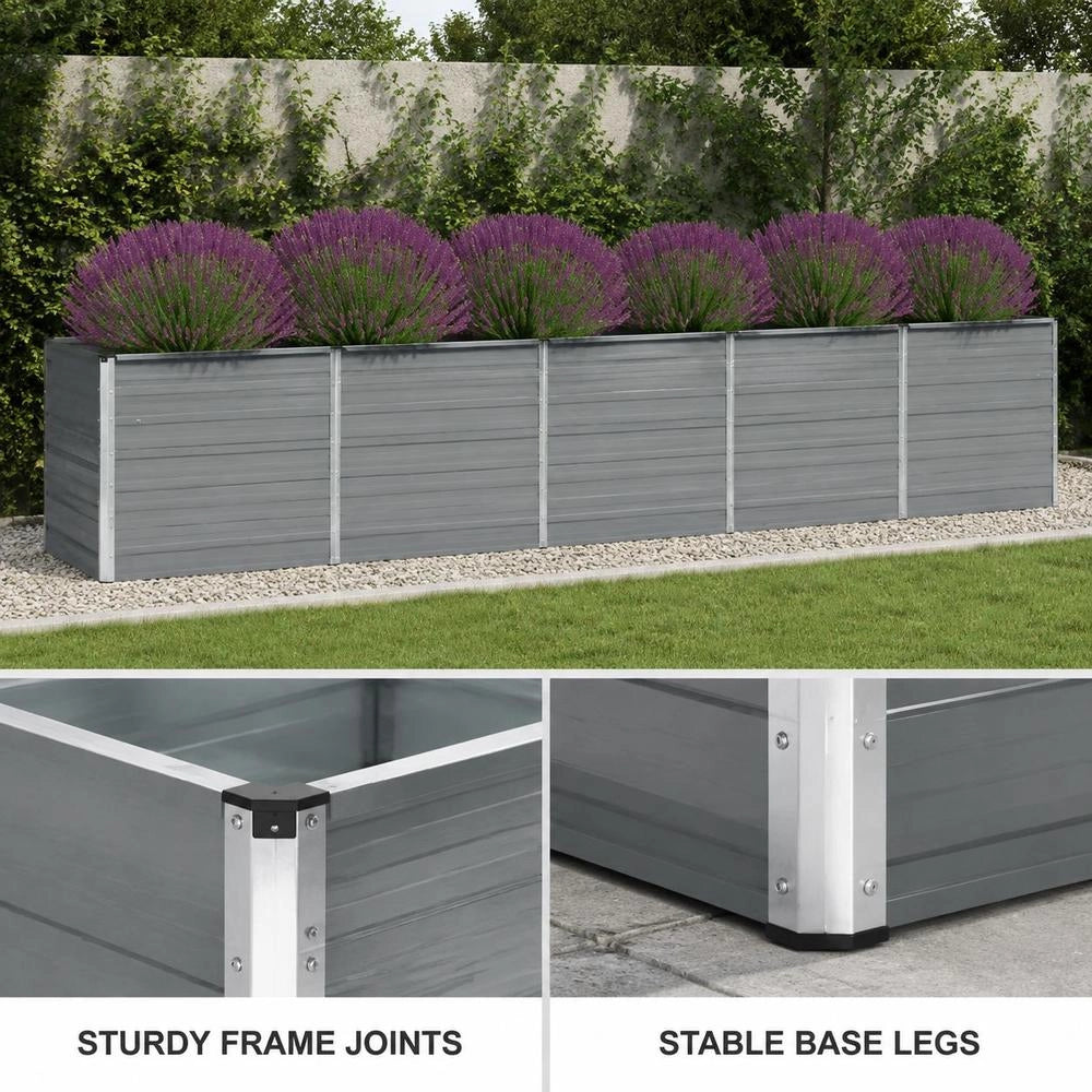 Garden Raised Bed Galvanized Steel 400x80x77 Cm Gray