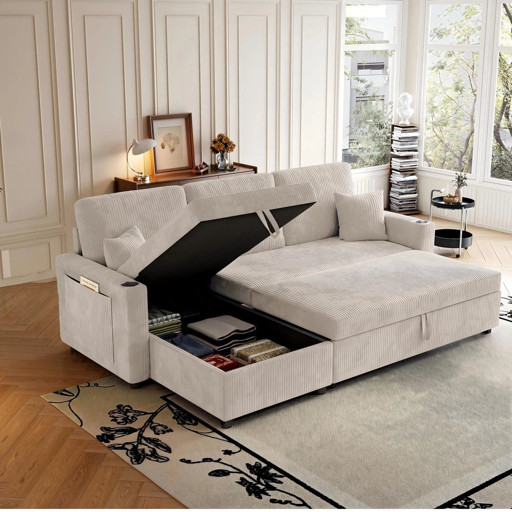 Divano angolare letto con contenitore ¨C Minimal ¨C Tessuto