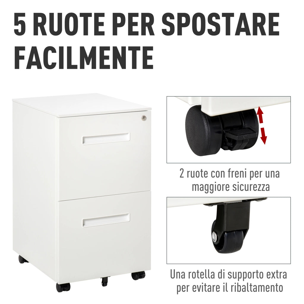 Scrivania con cassettiera a rotelle ¨C Minimal ¨C Bianco 39x48x67cm